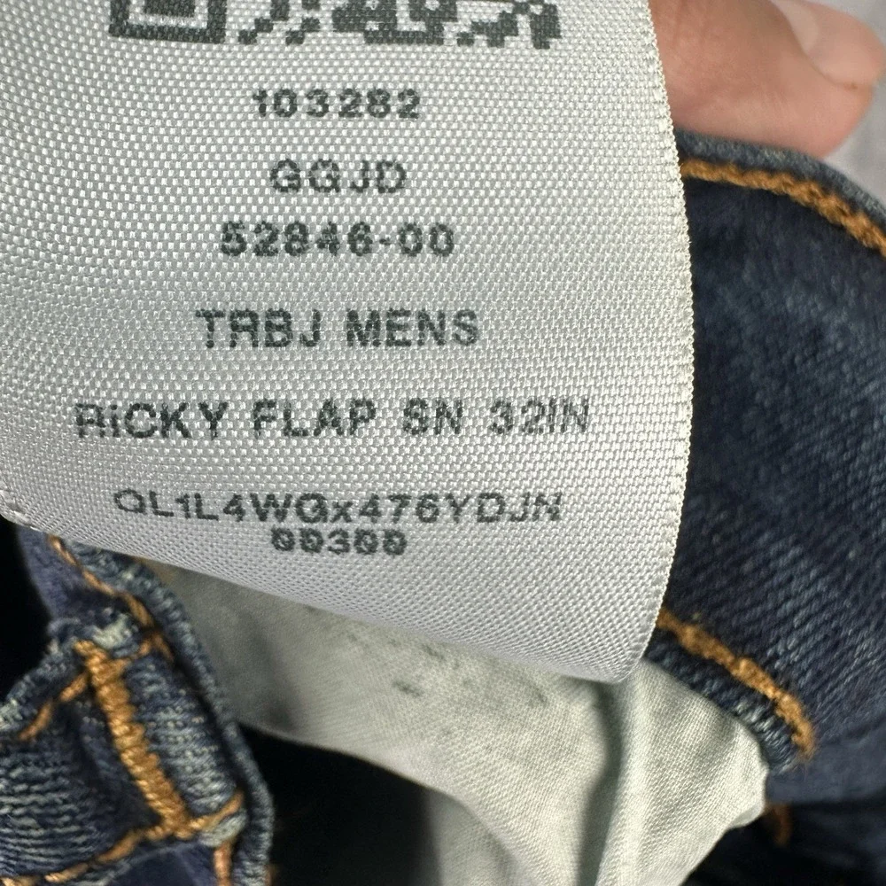 True Religion Ricky Jeans Mens 36x30 Relaxed Straight Dark Wash Flap Pocket